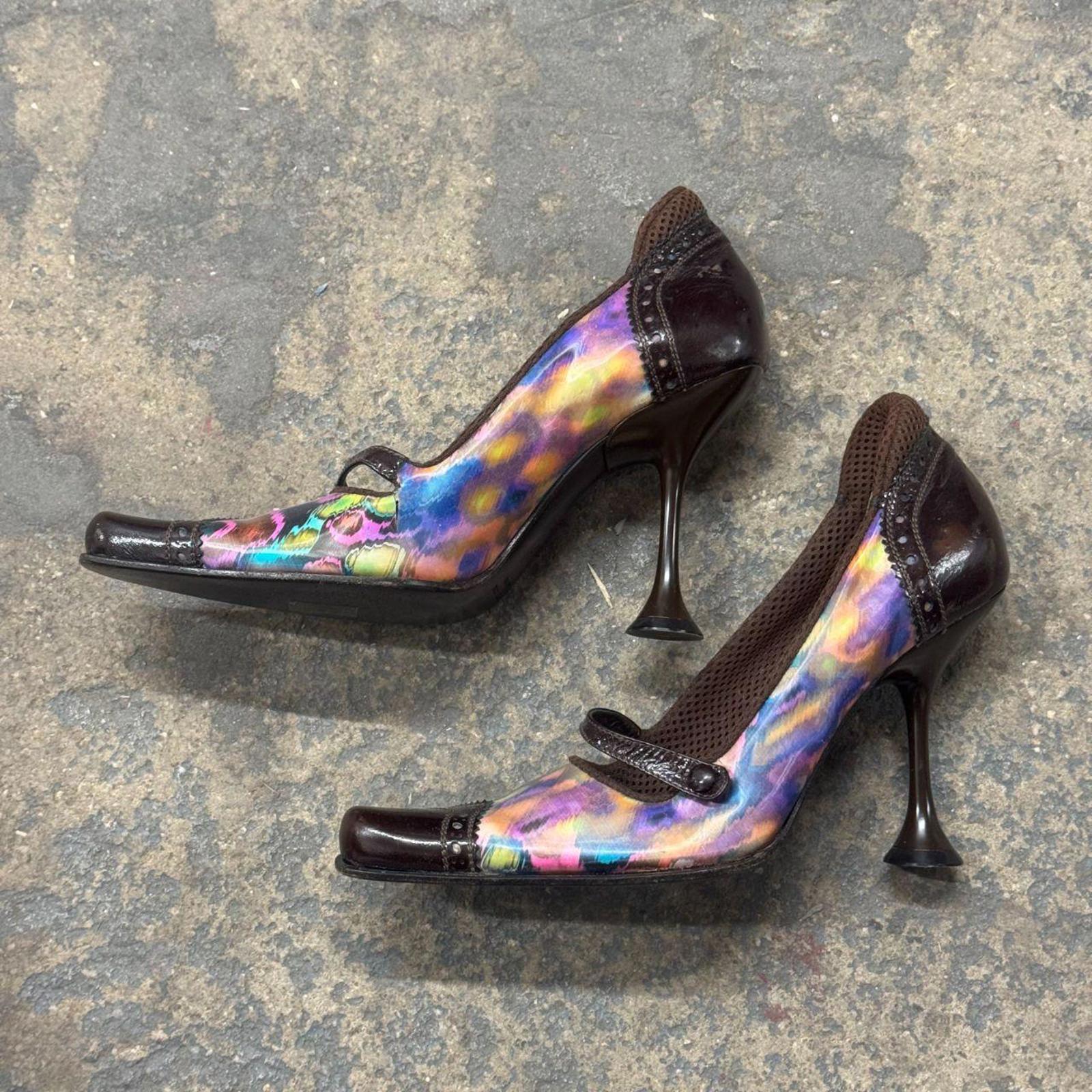 Archival Y2k Miu Miu Holographic Brogue Mary Jane Heels